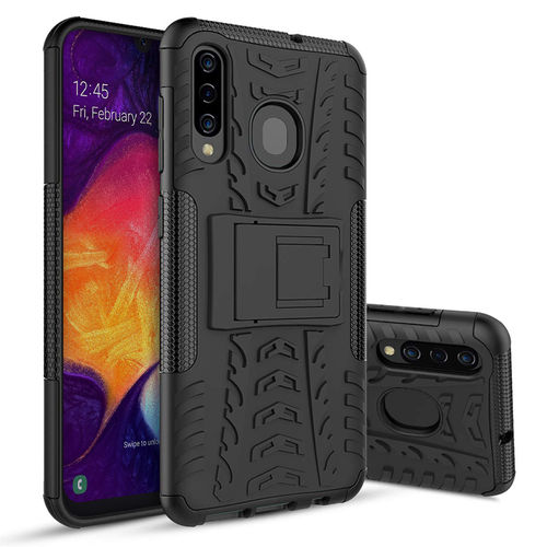 Dual Layer Rugged Tough Case & Stand for Samsung Galaxy A20 / A30 / A50 - Black